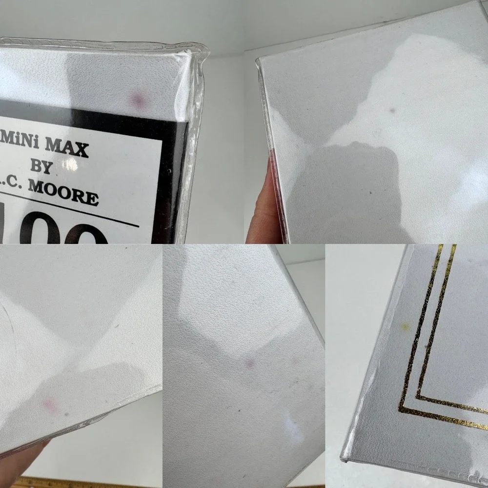 Vtg White Photo Album Mini Max AC Moore Gold Accents 100 Photo Pockets 4x6 READ